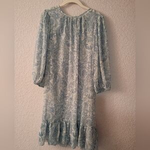 Elegant Blue Paisley Ann Taylor Unlined Dress